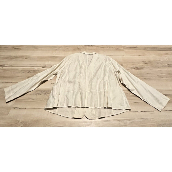 JONES NEW YORK Women 18W Blouse Linen Button Front Cream Lagenlook New - Picture 2 of 7
